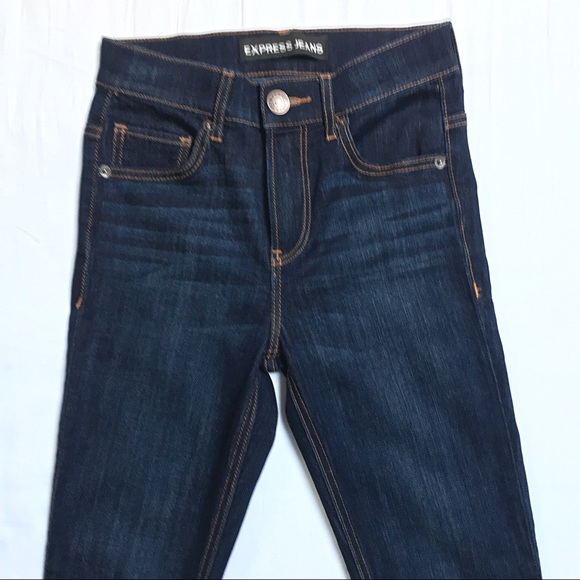 NEW Express Dark Cropped High Rise Jeans Raw Hem - Picture 7 of 8